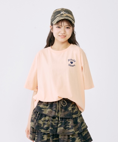 LOVETOXIC（ラブトキシック）の「【綿100%/GOODPRICE】プックリバックロゴルーズ半T（Tシャツ/カットソー・キッズ・ピンク/ネイビー/オレンジ/チャコール/サックスブルー/オフホワイト・S:140cm/M:150cm/L:160cm/130cm）」の14枚目の写真