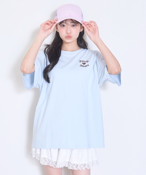 LOVETOXIC（ラブトキシック）の「【綿100%/GOODPRICE】プックリバックロゴルーズ半T（Tシャツ/カットソー・キッズ・ピンク/ネイビー/オレンジ/チャコール/サックスブルー/オフホワイト・S:140cm/M:150cm/L:160cm/130cm）」の16枚目の写真