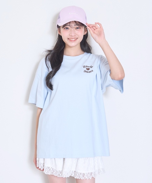 LOVETOXIC（ラブトキシック）の「【綿100%/GOODPRICE】プックリバックロゴルーズ半T（Tシャツ/カットソー・キッズ・ピンク/ネイビー/オレンジ/チャコール/サックスブルー/オフホワイト・S:140cm/M:150cm/L:160cm/130cm）」の17枚目の写真