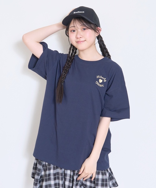 LOVETOXIC（ラブトキシック）の「【綿100%/GOODPRICE】プックリバックロゴルーズ半T（Tシャツ/カットソー・キッズ・ピンク/ネイビー/オレンジ/チャコール/サックスブルー/オフホワイト・S:140cm/M:150cm/L:160cm/130cm）」の19枚目の写真