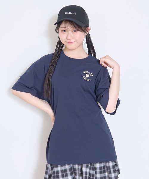 LOVETOXIC（ラブトキシック）の「【綿100%/GOODPRICE】プックリバックロゴルーズ半T（Tシャツ/カットソー・キッズ・ピンク/ネイビー/オレンジ/チャコール/サックスブルー/オフホワイト・S:140cm/M:150cm/L:160cm/130cm）」の20枚目の写真