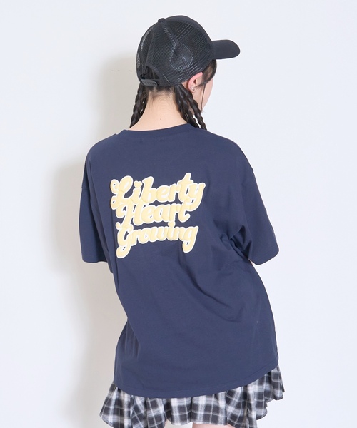 LOVETOXIC（ラブトキシック）の「【綿100%/GOODPRICE】プックリバックロゴルーズ半T（Tシャツ/カットソー・キッズ・ピンク/ネイビー/オレンジ/チャコール/サックスブルー/オフホワイト・S:140cm/M:150cm/L:160cm/130cm）」の21枚目の写真