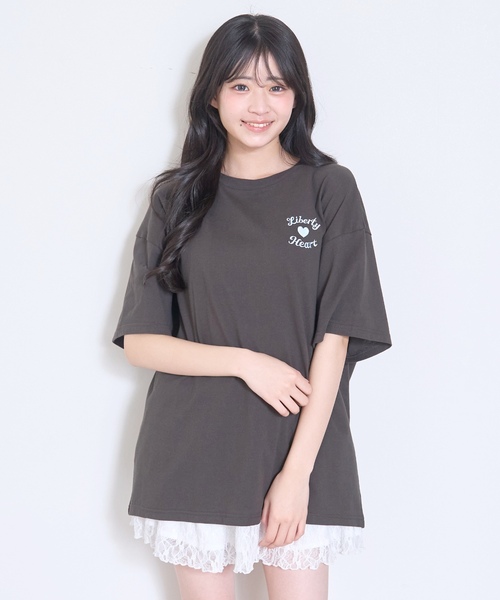 LOVETOXIC（ラブトキシック）の「【綿100%/GOODPRICE】プックリバックロゴルーズ半T（Tシャツ/カットソー・キッズ・ピンク/ネイビー/オレンジ/チャコール/サックスブルー/オフホワイト・S:140cm/M:150cm/L:160cm/130cm）」の22枚目の写真