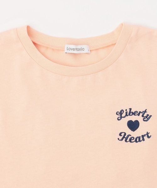 LOVETOXIC(ラブトキシック)の「【綿100%/GOODPRICE】プックリバックロゴルーズ半T(Tシャツ/カットソー・キッズ・ピンク/ネイビー/オレンジ/チャコール/サックスブルー/オフホワイト・S:140cm/M:150cm/L:160cm/130cm)」の7枚目の写真