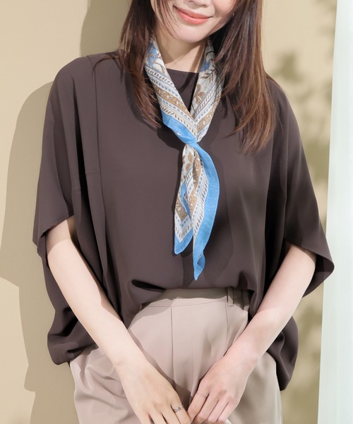 GLACIER lusso(グラシアルッソ)の「【美冷・接触冷感】ポンチョ風ブラウス(シャツ/ブラウス・レディース・ブラウン/ブルーグリーン/ネイビー/ベージュ・S/L/LL/M)」の3枚目の写真