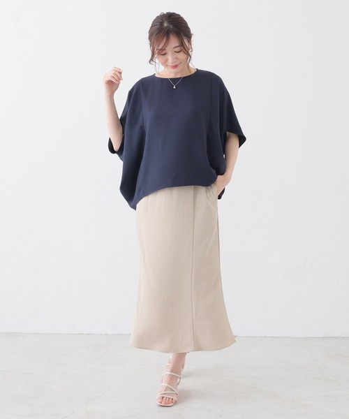 GLACIER lusso(グラシアルッソ)の「【美冷・接触冷感】ポンチョ風ブラウス(シャツ/ブラウス・レディース・ブラウン/ブルーグリーン/ネイビー/ベージュ・S/L/LL/M)」の7枚目の写真