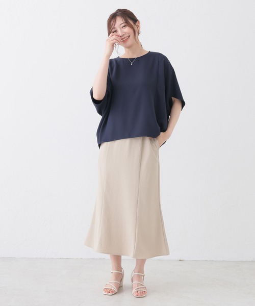 GLACIER lusso(グラシアルッソ)の「【美冷・接触冷感】ポンチョ風ブラウス(シャツ/ブラウス・レディース・ブラウン/ブルーグリーン/ネイビー/ベージュ・S/L/LL/M)」の8枚目の写真