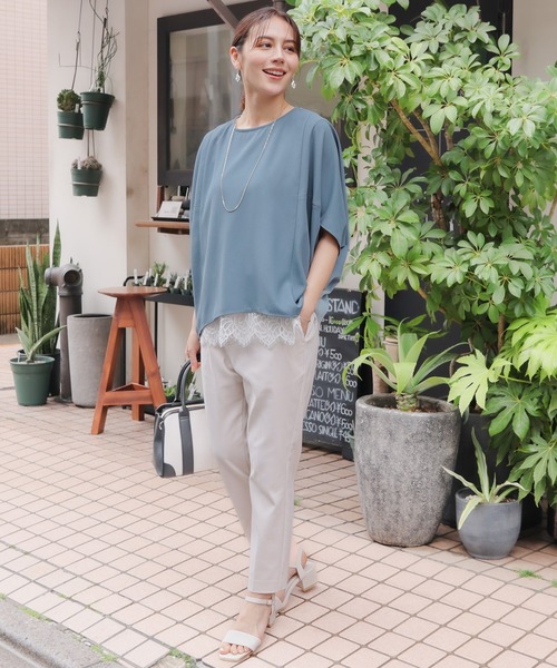 GLACIER lusso(グラシアルッソ)の「【美冷・接触冷感】ポンチョ風ブラウス(シャツ/ブラウス・レディース・ブラウン/ブルーグリーン/ネイビー/ベージュ・S/L/LL/M)」の11枚目の写真
