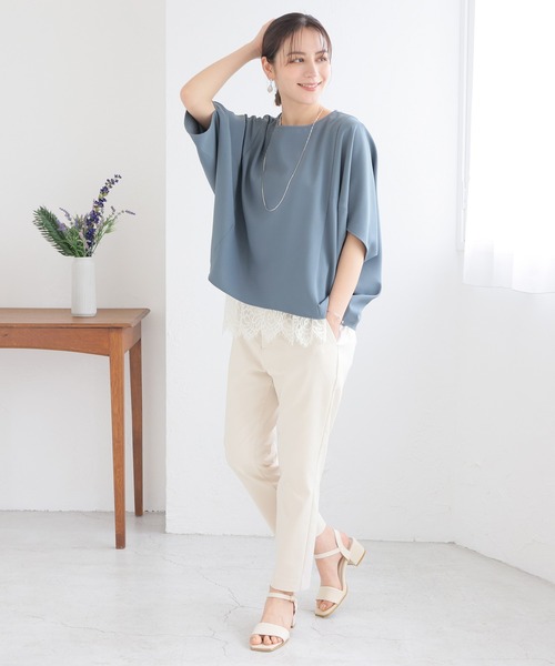 GLACIER lusso(グラシアルッソ)の「【美冷・接触冷感】ポンチョ風ブラウス(シャツ/ブラウス・レディース・ブラウン/ブルーグリーン/ネイビー/ベージュ・S/L/LL/M)」の15枚目の写真