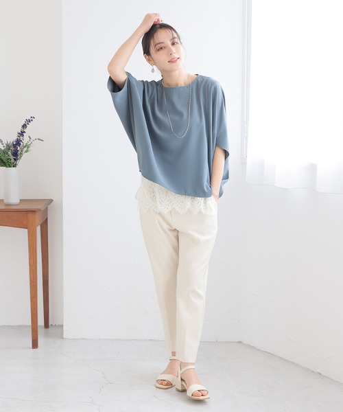 GLACIER lusso(グラシアルッソ)の「【美冷・接触冷感】ポンチョ風ブラウス(シャツ/ブラウス・レディース・ブラウン/ブルーグリーン/ネイビー/ベージュ・S/L/LL/M)」の16枚目の写真