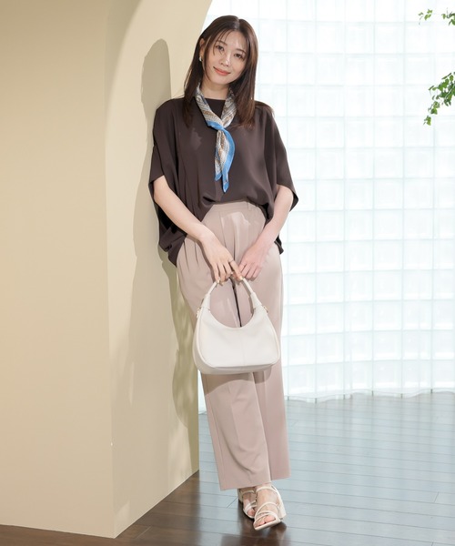 GLACIER lusso(グラシアルッソ)の「【美冷・接触冷感】ポンチョ風ブラウス(シャツ/ブラウス・レディース・ブラウン/ブルーグリーン/ネイビー/ベージュ・S/L/LL/M)」の18枚目の写真