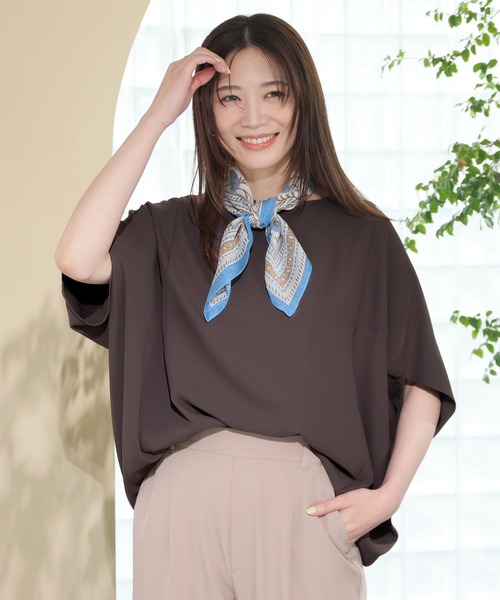 GLACIER lusso(グラシアルッソ)の「【美冷・接触冷感】ポンチョ風ブラウス(シャツ/ブラウス・レディース・ブラウン/ブルーグリーン/ネイビー/ベージュ・S/L/LL/M)」の20枚目の写真