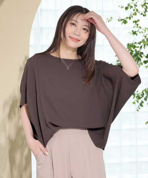 GLACIER lusso(グラシアルッソ)の「【美冷・接触冷感】ポンチョ風ブラウス(シャツ/ブラウス・レディース・ブラウン/ブルーグリーン/ネイビー/ベージュ・S/L/LL/M)」の22枚目の写真