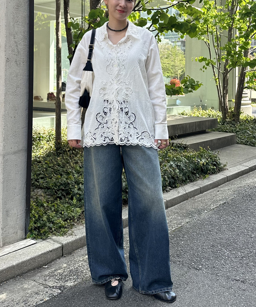 journal standard L'essage(ジャーナルスタンダードレサージュ)の「《追加》刺繍レースシャツ(シャツ/ブラウス・レディース・ホワイト/ブラック・FREE)」の6枚目の写真