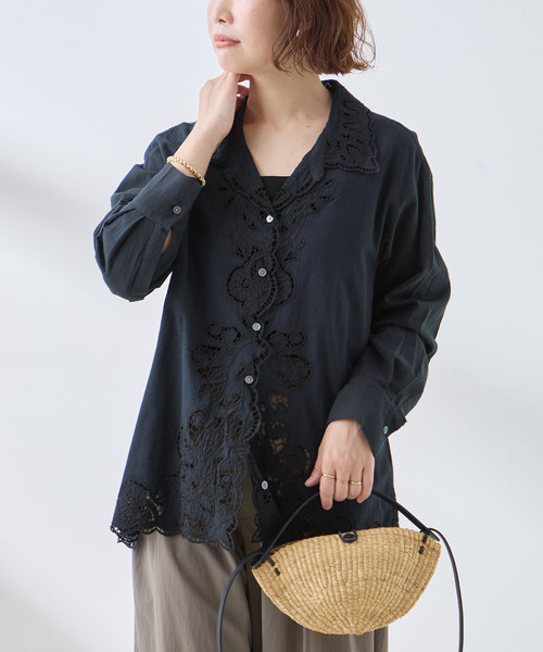 journal standard L'essage(ジャーナルスタンダードレサージュ)の「《追加》刺繍レースシャツ(シャツ/ブラウス・レディース・ホワイト/ブラック・FREE)」の18枚目の写真