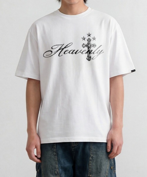 SAINTPAIN（セイントペイン）の「【UNISEX】SAINTPAIN／HEAVENLYクロスT（Tシャツ/カットソー・レディース・ブラック/ホワイト・MEDIUM）」の6枚目の写真
