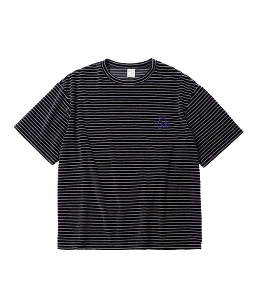 CALEE（キャリー）の「BORDER VELOUR PILE CS（Tシャツ/カットソー・メンズ・ブラック・LARGE/MEDIUM）」の5枚目の写真