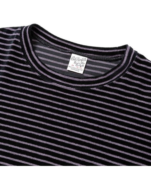 CALEE（キャリー）の「BORDER VELOUR PILE CS（Tシャツ/カットソー・メンズ・ブラック・LARGE/MEDIUM）」の4枚目の写真