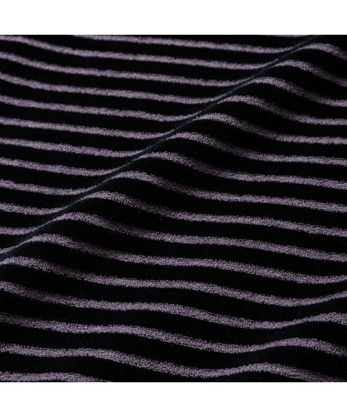 CALEE（キャリー）の「BORDER VELOUR PILE CS（Tシャツ/カットソー・メンズ・ブラック・LARGE/MEDIUM）」の2枚目の写真