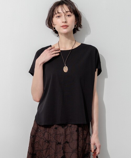 23区(ニジュウサンク)の「ツイストコットンプレーティング フレンチスリーブ カットソー(Tシャツ/カットソー・レディース・グレー系/ローズ系/ブラック系/ダルブルー系/ホワイト系・38)」の1枚目の写真