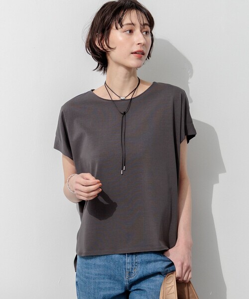 23区(ニジュウサンク)の「ツイストコットンプレーティング フレンチスリーブ カットソー(Tシャツ/カットソー・レディース・グレー系/ローズ系/ブラック系/ダルブルー系/ホワイト系・38)」の3枚目の写真