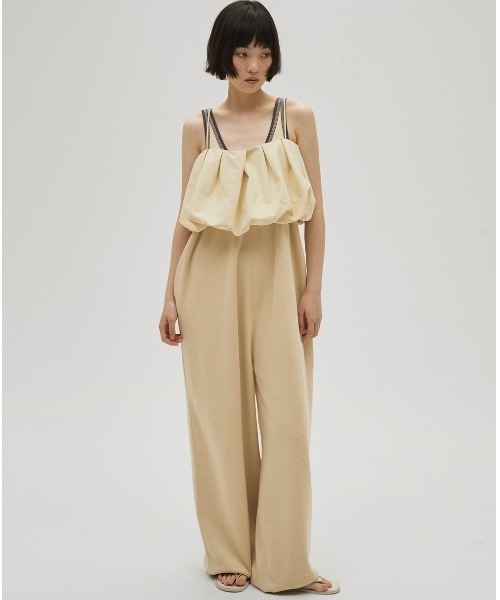TODAYFUL(トゥデイフル)の「Cotton Bi-color Combinaison(サロペット/オーバーオール・レディース・ブラウン/アイボリー/インディゴブルー・38inch/36inch)」の1枚目の写真
