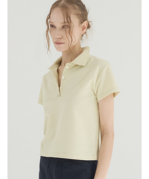 Sorry,Too Much Love(ソーリートゥーマッチラブ)の「Clean Mood Pique Polo Top_Yellow(ポロシャツ・レディース・その他・FREE)」の2枚目の写真