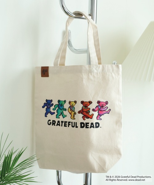 Grateful Dead（グレイトフルデッド）の「Grateful Dead ダンシング・ベア キャンバストートバッグ レザーパーツワンポイント（トートバッグ・メンズ・ブラック/ナチュラル・F）」の2枚目の写真
