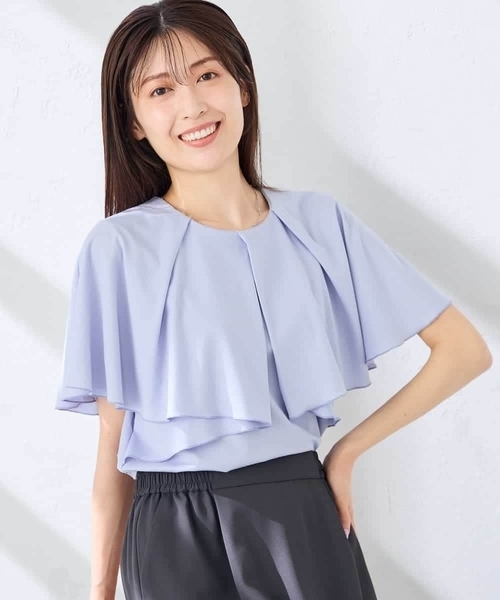 a.v.v(アーヴェヴェ)の「【接触冷感/UVカット】ケープトップス(Tシャツ/カットソー・レディース・ダークインディゴブルー/アイボリー/ブラック・36/38/40)」の7枚目の写真