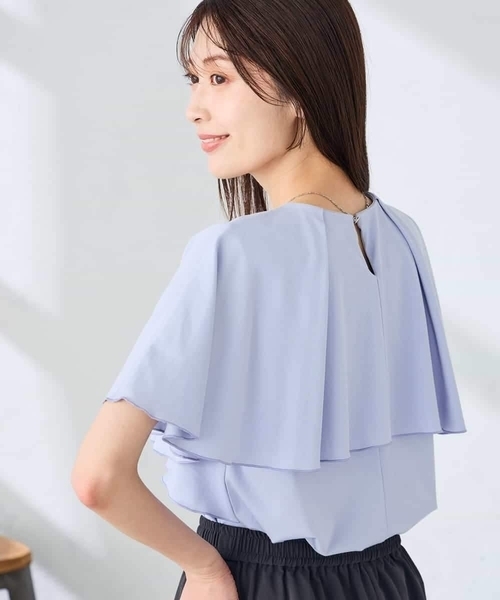 a.v.v(アーヴェヴェ)の「【接触冷感/UVカット】ケープトップス(Tシャツ/カットソー・レディース・ダークインディゴブルー/アイボリー/ブラック・36/38/40)」の10枚目の写真
