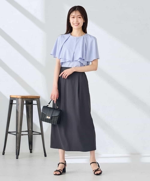 a.v.v(アーヴェヴェ)の「【接触冷感/UVカット】ケープトップス(Tシャツ/カットソー・レディース・ダークインディゴブルー/アイボリー/ブラック・36/38/40)」の16枚目の写真