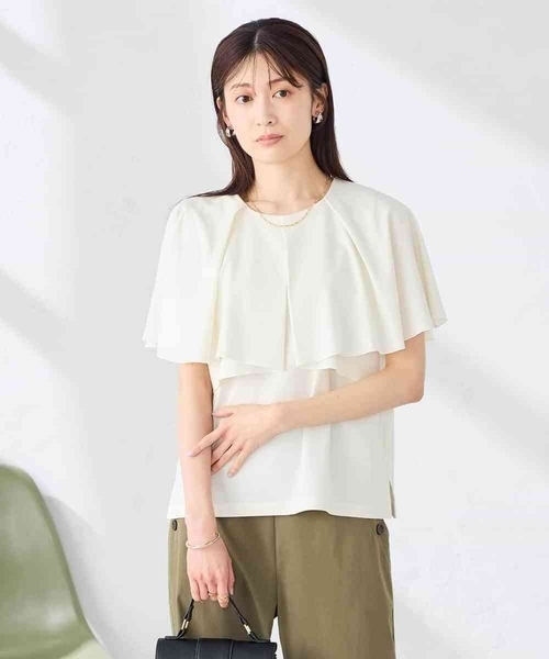 a.v.v(アーヴェヴェ)の「【接触冷感/UVカット】ケープトップス(Tシャツ/カットソー・レディース・ダークインディゴブルー/アイボリー/ブラック・36/38/40)」の18枚目の写真