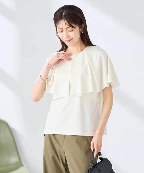 a.v.v(アーヴェヴェ)の「【接触冷感/UVカット】ケープトップス(Tシャツ/カットソー・レディース・ダークインディゴブルー/アイボリー/ブラック・36/38/40)」の19枚目の写真
