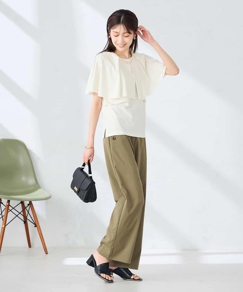 a.v.v(アーヴェヴェ)の「【接触冷感/UVカット】ケープトップス(Tシャツ/カットソー・レディース・ダークインディゴブルー/アイボリー/ブラック・36/38/40)」の22枚目の写真