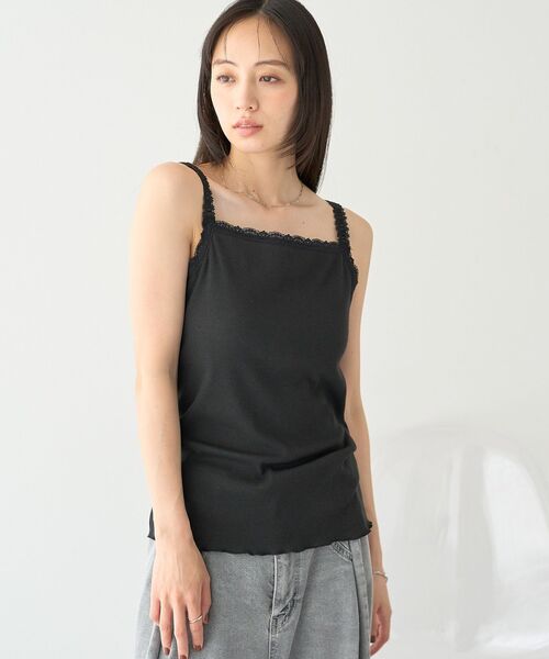 earth music&ecology（アースミュージックアンドエコロジー）の「カップ付レースキャミソール（キャミソール・レディース・オフホワイト/ブラウン/ブラック・FREE）」の3枚目の写真