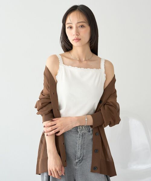earth music&ecology（アースミュージックアンドエコロジー）の「カップ付レースキャミソール（キャミソール・レディース・オフホワイト/ブラウン/ブラック・FREE）」の12枚目の写真