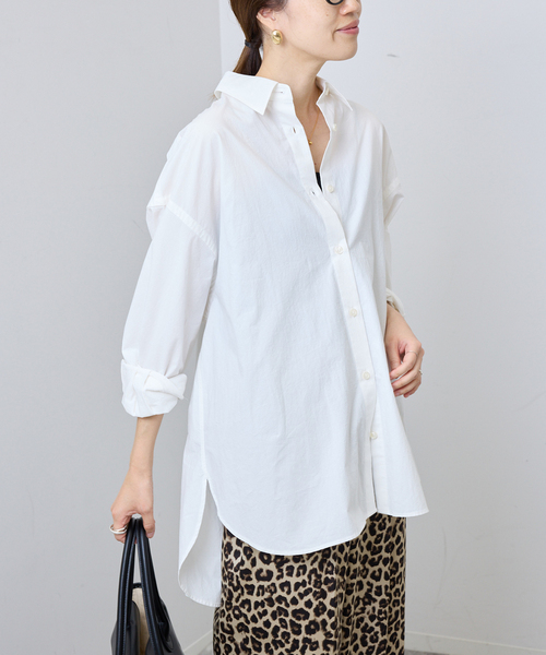 SLOBE IENA(スローブイエナ)の「コットンビックレギュラーシャツ(シャツ/ブラウス・レディース・ホワイト/サックスブルー/イエロー・FREE)」の1枚目の写真