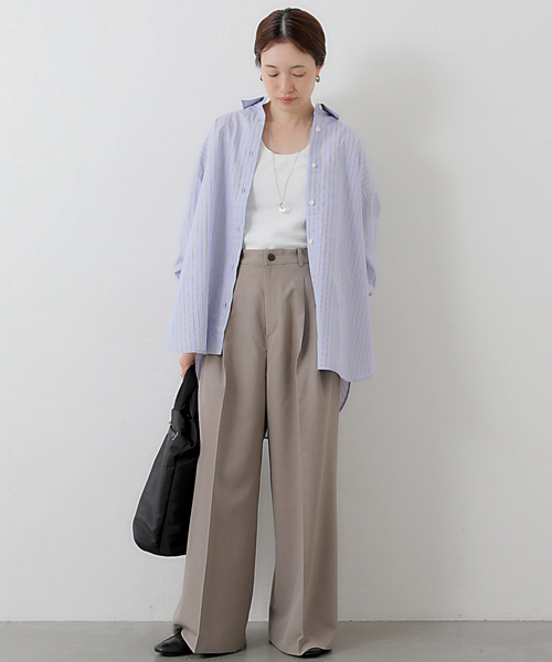 SLOBE IENA(スローブイエナ)の「コットンビックレギュラーシャツ(シャツ/ブラウス・レディース・ホワイト/サックスブルー/イエロー・FREE)」の13枚目の写真