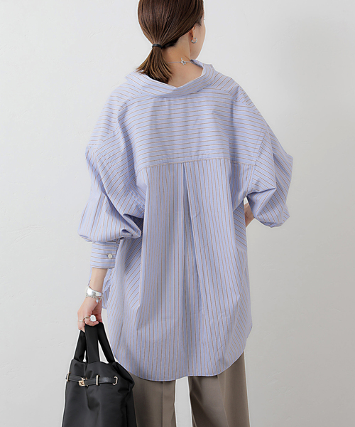 SLOBE IENA(スローブイエナ)の「コットンビックレギュラーシャツ(シャツ/ブラウス・レディース・ホワイト/サックスブルー/イエロー・FREE)」の7枚目の写真