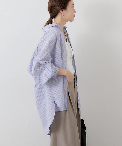 SLOBE IENA(スローブイエナ)の「コットンビックレギュラーシャツ(シャツ/ブラウス・レディース・ホワイト/サックスブルー/イエロー・FREE)」の8枚目の写真