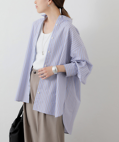 SLOBE IENA(スローブイエナ)の「コットンビックレギュラーシャツ(シャツ/ブラウス・レディース・ホワイト/サックスブルー/イエロー・FREE)」の9枚目の写真