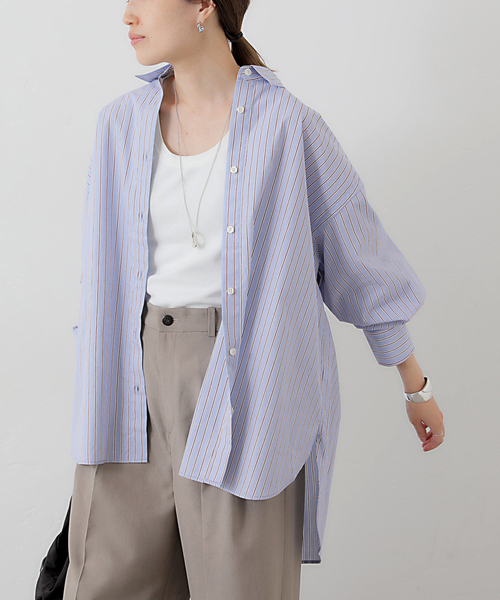 SLOBE IENA(スローブイエナ)の「コットンビックレギュラーシャツ(シャツ/ブラウス・レディース・ホワイト/サックスブルー/イエロー・FREE)」の10枚目の写真