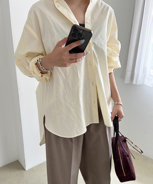 SLOBE IENA(スローブイエナ)の「コットンビックレギュラーシャツ(シャツ/ブラウス・レディース・ホワイト/サックスブルー/イエロー・FREE)」の13枚目の写真