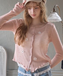 花モチーフシアーCD/Sheer Cardigan with Floral Motif