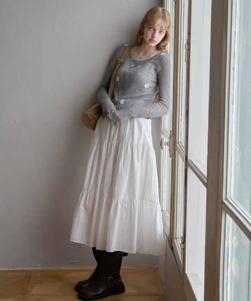 Birthday room(バースデイルーム)の「花モチーフシアーCD/Sheer Cardigan with Floral Motif(カーディガン/ボレロ・レディース・ピンク/オフホワイト/グレー・FREE)」の22枚目の写真
