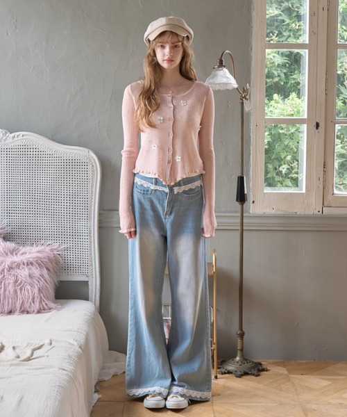 Birthday room(バースデイルーム)の「花モチーフシアーCD/Sheer Cardigan with Floral Motif(カーディガン/ボレロ・レディース・ピンク/オフホワイト/グレー・FREE)」の11枚目の写真