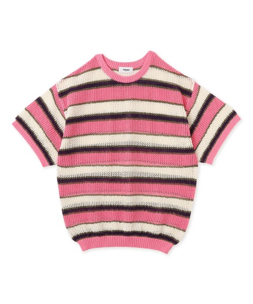 atmos pink(アトモスピンク)の「atmos pink Border Mesh Knit Tops / アトモス ピンク ボーダー メッシュ ニット トップ(ニット/セーター・レディース・ピンク/ブルー・FREE)」の1枚目の写真