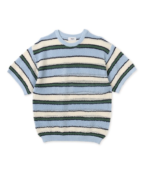 atmos pink(アトモスピンク)の「atmos pink Border Mesh Knit Tops / アトモス ピンク ボーダー メッシュ ニット トップ(ニット/セーター・レディース・ピンク/ブルー・FREE)」の2枚目の写真