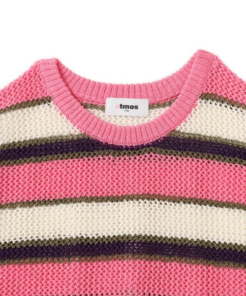 atmos pink(アトモスピンク)の「atmos pink Border Mesh Knit Tops / アトモス ピンク ボーダー メッシュ ニット トップ(ニット/セーター・レディース・ピンク/ブルー・FREE)」の3枚目の写真