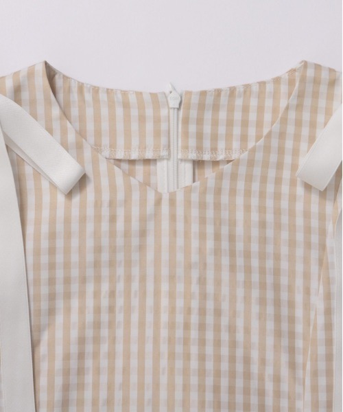 Fit more(フィットモア)の「ショルダーリボンギンガムAライントップス(その他トップス・レディース・ピンク/ベージュ/ブラック・FREE)」の16枚目の写真